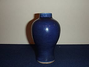 SMALL CHINESE KANGXI PERIOD COBALT BLUE GLAZED MEIPING