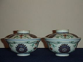 DAOGUANG MARK AND PERIOD DOUCAI LOTUS OGEE BOWL