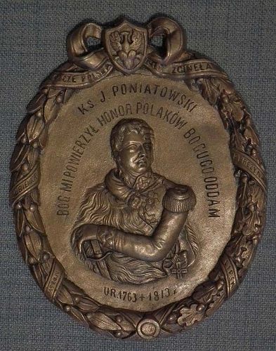 Antique Plaque Prince Jozef Poniatowski Commander Of Polish Napoleonic