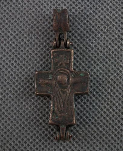 Ancient Byzantine Bronze Reliquary Reliquary Cross 9th-12th century A.