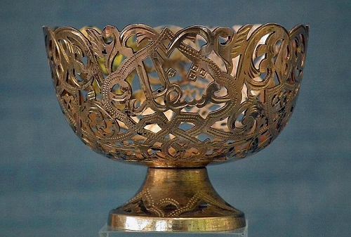 Antique Turkish Ottoman Silver Gilt Islamic Coffee Cup Holder Zarf