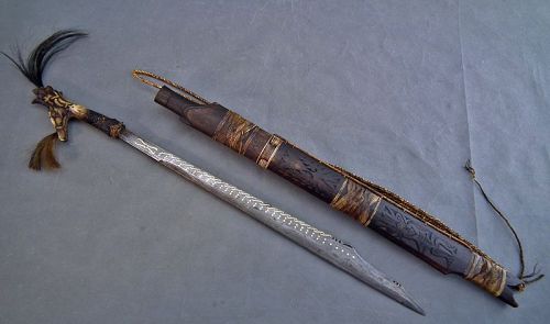 Antique Indonesian Dayak Headhunters Sword Mandau Parang Borneo