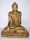 Burmese Buddha Mandalay style large 37" gilt wood