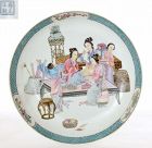 Chinese YongZheng Style Famille Rose Porcelain Plate Court Lady