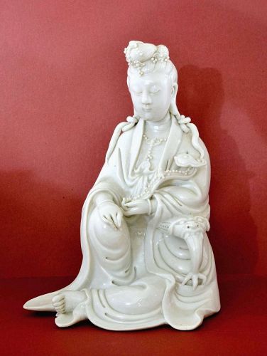 19C Chinese Blanc De Chine Dehua Dehwa Porcelain Kwan Yin Buddha
