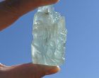 19C Chinese Aquamarine Carved Relief Mountain Snuff Bottle