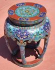 1930's Chinese Gilt Cloisonne Enamel Chair Stool Seat