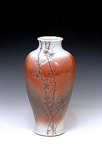 Old Japanese Makuzu Kozan Peachbloom Studio Vase