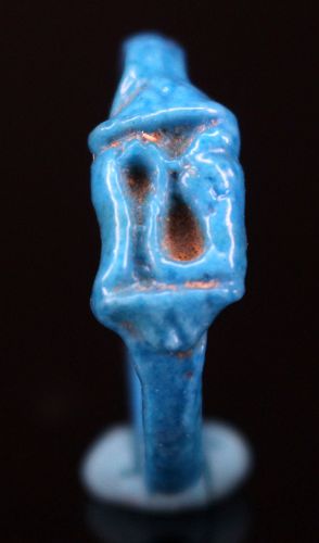 Ancient Egyptian Amarna blue Faience Ring with snake 2,0 cm.