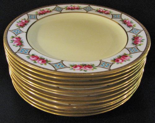Antique Royal Crown Chelsea Thomas Morris English Porcelain Plates