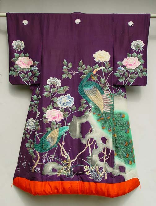 Antique Purple Uchikake Wedding Gown, Peacock & Peonies
