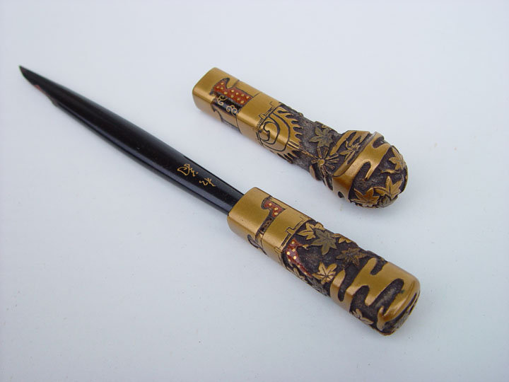 Japanese Antique Hairpin, Maki-e from The Tale of Genji