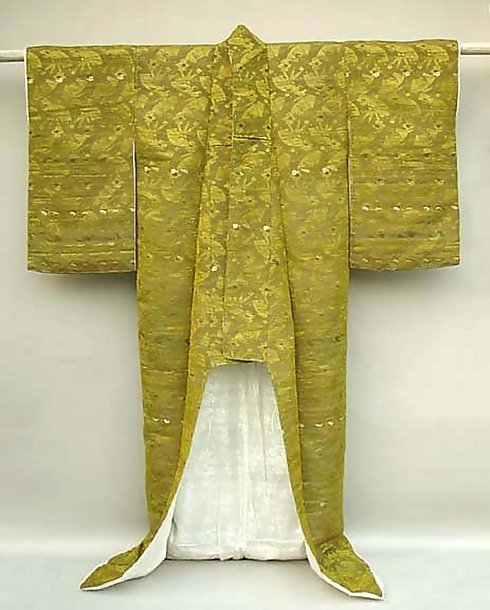 Antique Japanese Silk Uchikake,  Woven Kimono Gown
