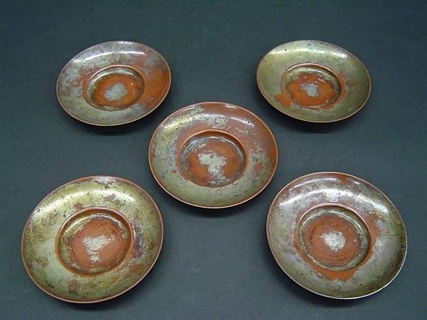 Old Copper Dish Set for Sencha, Tea Ceremony