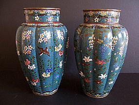 A Large and Early Pair of Japanese Cloisonne Vases
