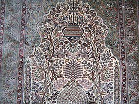 An Extremely Fine Mughal-Style Silk Rug