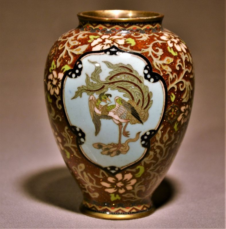 Pair of Japanese Cloisonne Vase with Motifs of Crane - Zentner Collection