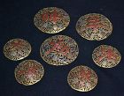 Set of 7 medaillions in cloisonné enamel.China Qing dynasty.