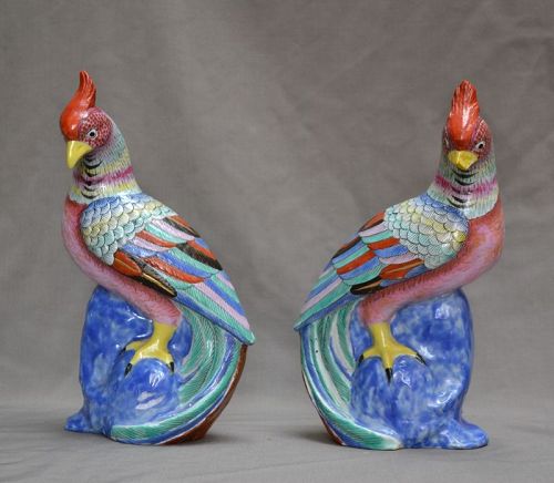 Pair of pheasants in porcelain. China 20th century