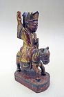 Antique Wood Image of a Daoist Exorcist on a Horse