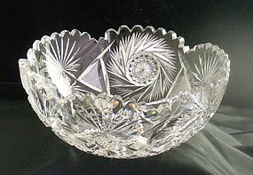 American Brilliant Cut Whirling Hobstar Bowl ~Exquisite