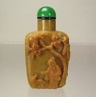 19th C. Chinese High Relief Carved Agate Snuff Bottle