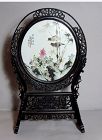 ANTIQUE CHINESE FAMILLE ROSE PORCELAIN TABLE SCREEN CIRCULAR PLAQUE