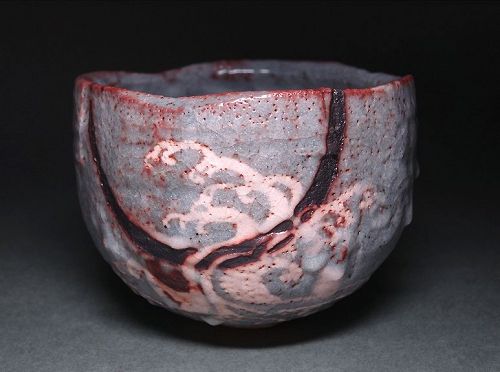 A Nezumi Shino Tea Bowl by Wakao Toshisada