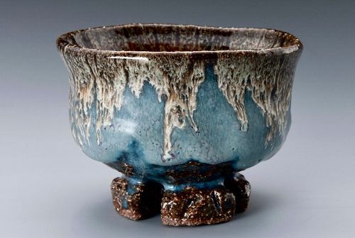 Hagi “Kujaku” Tea Bowl with Wari-kodai by Yamane Seigen