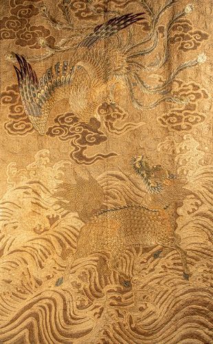 Tapestry with Flying Phoenix 鳳凰 and a Kirin 麒麟