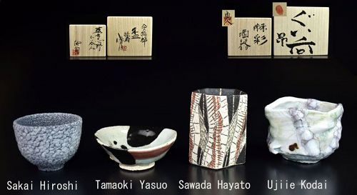 Sake Cups , Sakai Hiroshi,Tamaoki Yasuo,Sawada Hayato and Ujiie Kodai