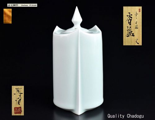 Exquisite Fukami Sueharu Porcelain Koro Incense Burner
