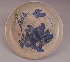 Finely made Japanese Antique Plate Sometsuke Flowers 18 to 19c