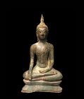 A Fine Bronze Seated Buddha Figure, Thailand U'thong Style 16th Cent
