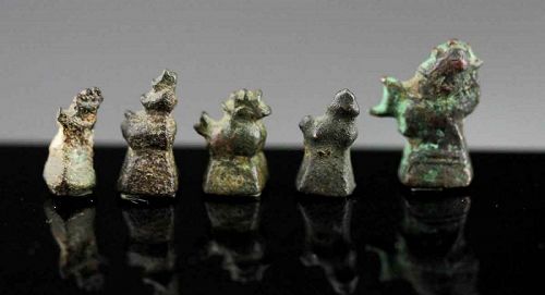 Set of 5 ultra small & rare Chinte opium weights, Burma c. 18th.cent