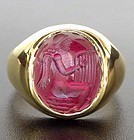 Bactrian INTAGLIO GOLD RING with Angel, 1-2 Cent. BC