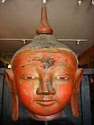GIANT SIZE DRY LACQUER SHAN BUDDHA HEAD MOUNTED, 19TH CENTURY, BURMA