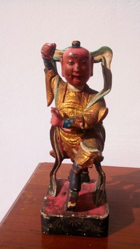Antique Wooden Chinese Statue of God NAJA