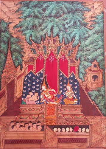 Original Thai Classical Painting "BENEVOLANCE OF THE LORD BUDDHA"