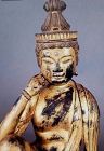 KWAN YING CARVED WOODEN FIGURE WITH FINE GUILDING, 19th CENTURY