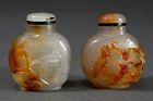 QING DYNASTY PAIR OF CHALCEDONY 2-Tone hand carved SNUFF BOTTLES