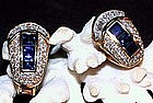 Exquisite Blue Sapphire/Diamond Earrings, 18K Gold