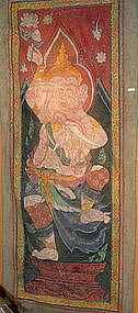 Fine Thai Tempera Scroll Painting with Ganesh