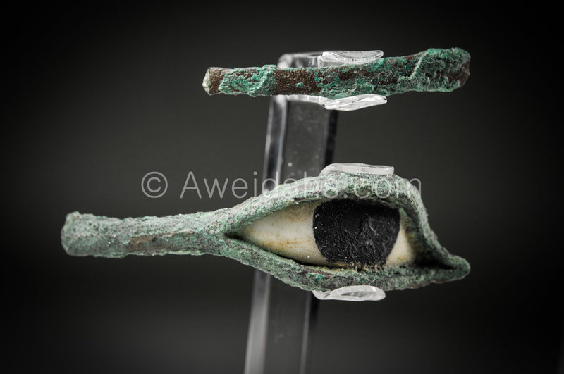 A Pair of Egyptian Bronze and alabaster Eyes &amp; Eyebrows