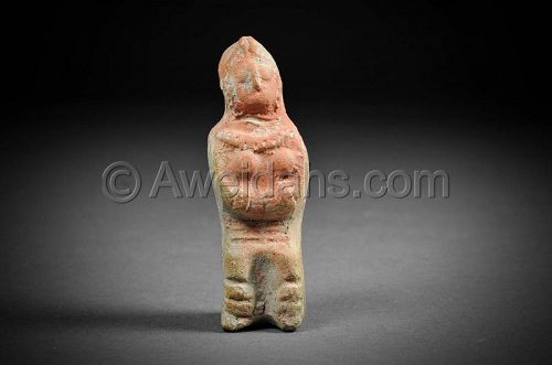 Ancient Nabatean painted terracotta figure of a female, 100 AD