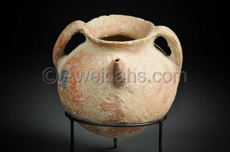 Canaanite Early Bronze age burnished pottery spouted jar, 3000 BC