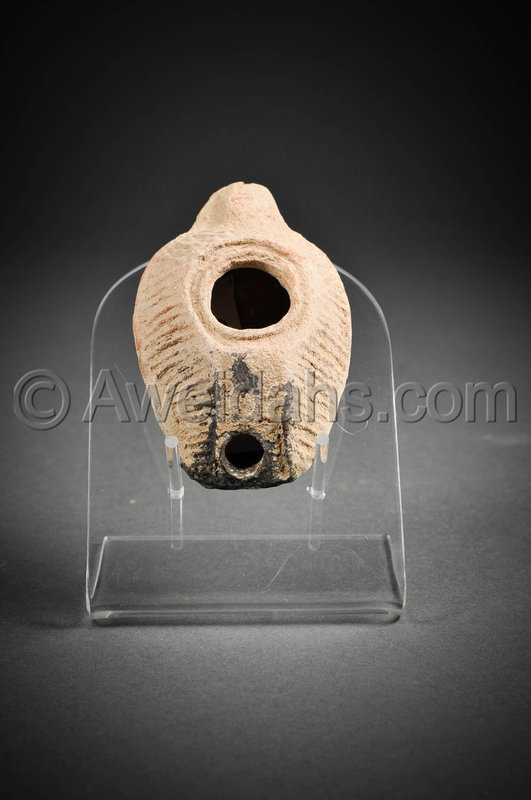 Byzantine decorated pottery oil lamp, 7th Cent. AD