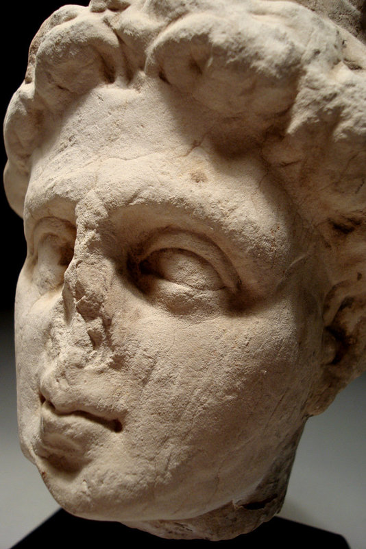 Ancient Roman Limestone Head Of A Youth, 100 - 300 Ad