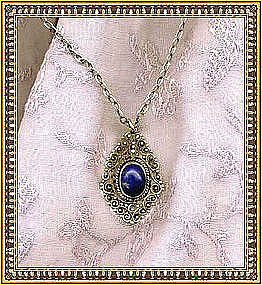 Vintage F. Peruzzi Sterling Necklace Pendant Lapis