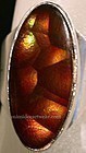 Vintage Signed PR RP Sterling Silver Ring Fire Agate Multi Color Orbs